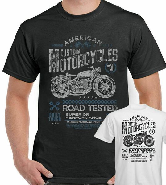 

American custom bikes t-shirt retro mens biker indian motorcycle victory, White;black