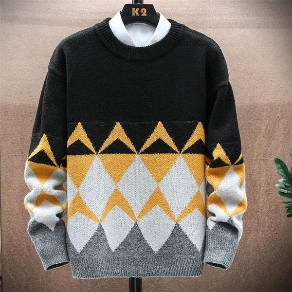 

men's sweaters sweater trend fashion male knitted pattern casual all-match pullovers, White;black