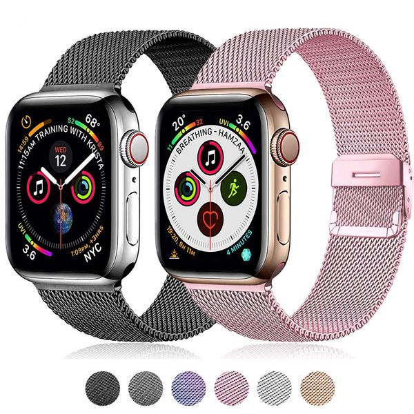 Cinturino ad anello milanese per Apple Watch Ultra 49mm Series 8 7 se 6 5 4 3 Cinturino in acciaio inossidabile Fibbia magnetica regolabile con adattatore iwatch 41mm 45mm 40mm 44mm 38mm 42mm