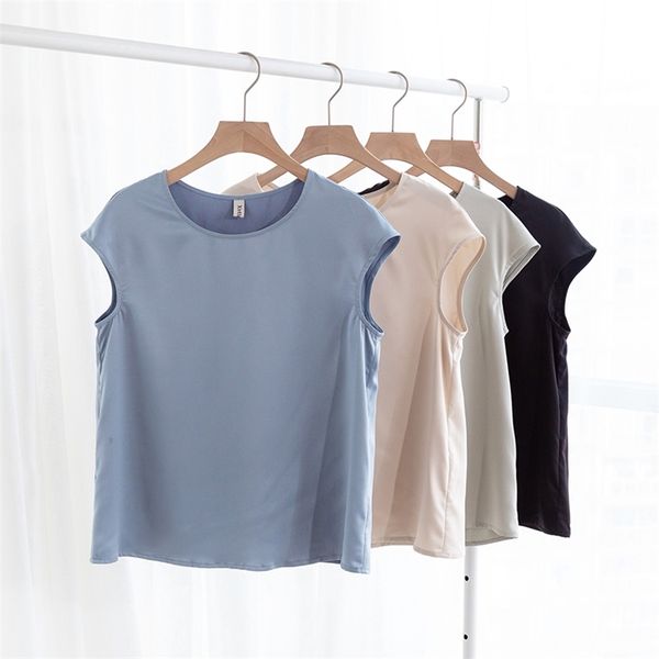 

summer women t shirt short sleeve satin tee easy-match s-2xl m30454 210720, White