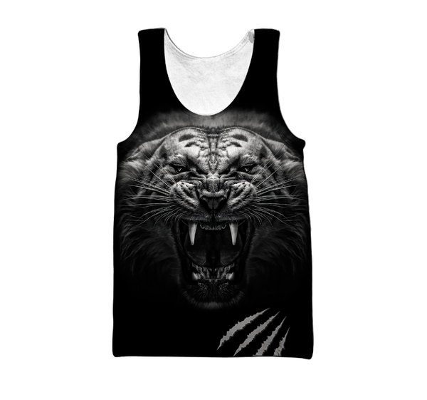 

men' tank 3d tattoo vest white tiger over printed for men summer harajuku fashion sleeveless t-shirt streetwear unisex, White;black