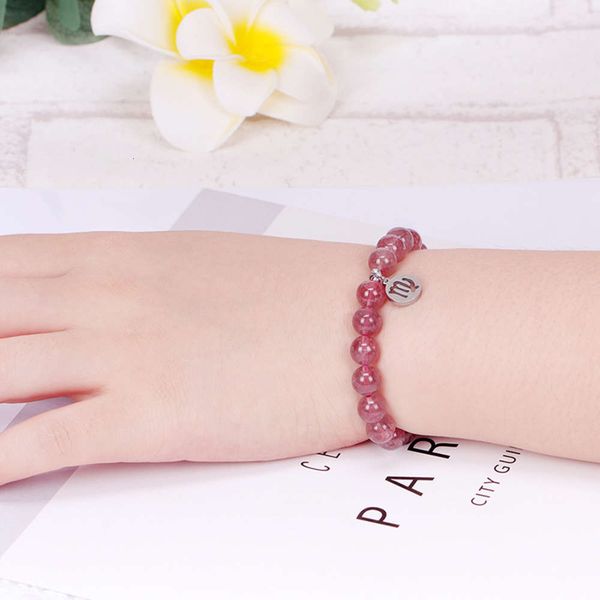 

twelve constellations strawberry crystal bracelet for ladies, Black