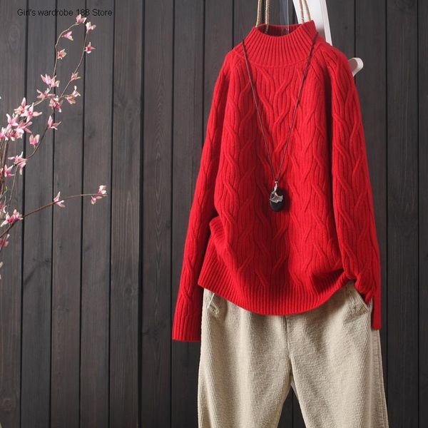

women's sweaters soft glutinous slouchy half high collar jacquard pullover long sleeve sweater for autumn and winter knitwear, White;black