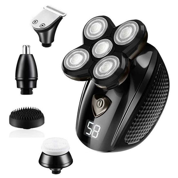 

5-blade lcd display wet dry beard facial body electric shaver men hair electric razor bald shaving machine waterproof kit p0817