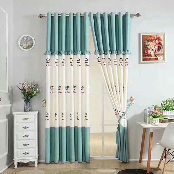 

curtain & drapes pastoral style cartoon cute embroidery color stitching high blackout curtains for living room bedroom childlike