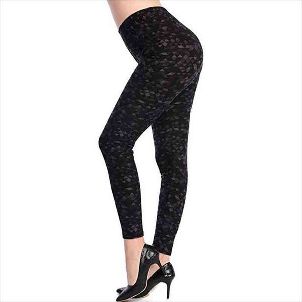 

black leggings women polyester ankle-length standard flower pants elasticity push up fitness female high waist bottom