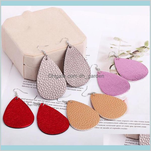 

fashion doublesided relief pu leather earring for women waterdrop colorful simple long earrings charm christmas gift bhp chandelier dbvaf, Silver