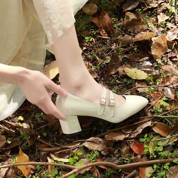 

dress shoes patent leather women pumps retro square heel mary jane single college style head student high heels 26vc qnsa, Black