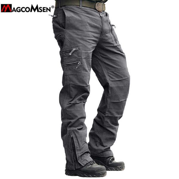 MAGCOMSEN Militär Herren Casual Cargohose Baumwolle Taktische Schwarze Arbeitshose Lose Airsoft Schießen Jagd Armee Kampfhose 210702