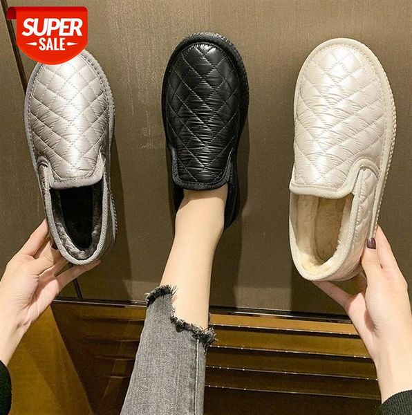 

flat-bottomed down cotton shoes for women, plus velvet, keep warm, wear bread, shoe covers, and all-match lazy #8n7m