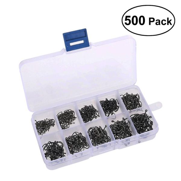 

box of 500pcs 10 different sizes fishing hooks fish fishhooks