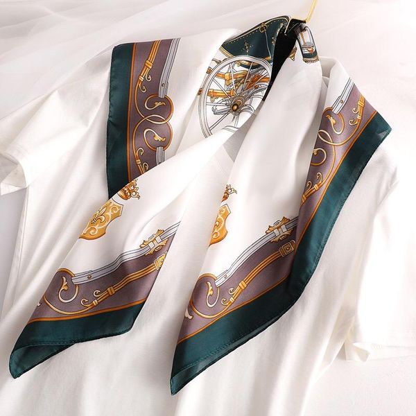 

scarves luxury silk neck scarf for women fashion print kerchief satin head scarfs female 70cm*70cm small shawls green ladies, Blue;gray