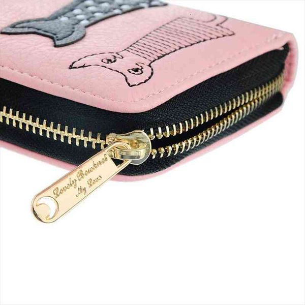 

womens wallet cute cat bifold long purse with zipper coin, Red;black