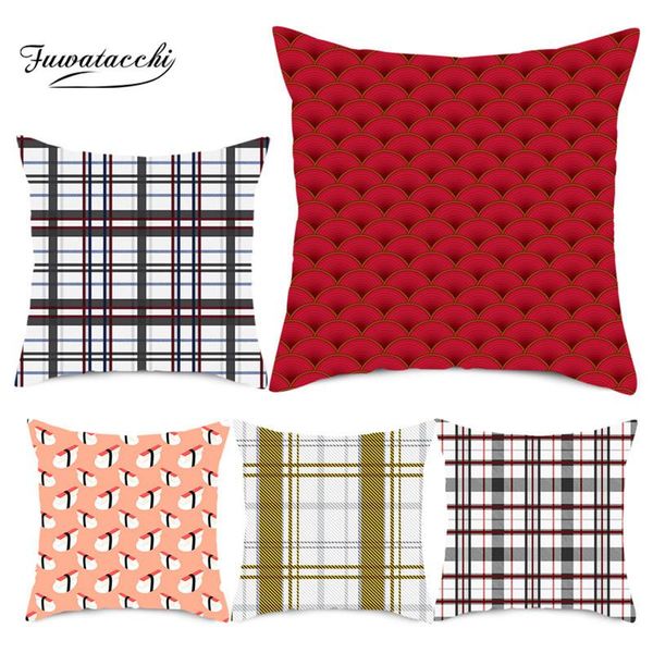 

cushion/decorative pillow fuwatacchi geometric blue striped cushion covers multicolor plaid pillows home decorative sofa throw pillowcases 4