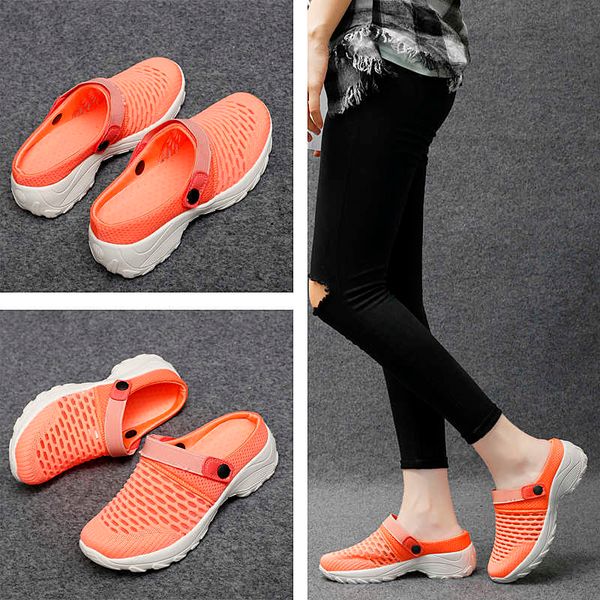 

2021 summer ladies breathable walking casual slippers mesh platform women's open toe comfortable casual sandals zapatos mujer y0714, Black