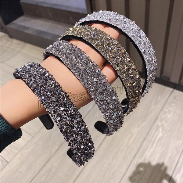 Glanz manuelle Haarband weibliche einfache koreanische breite Seite Druck Haar Temperament rutschfeste Haar-Accessoires Strass Stirnband Haarnadel