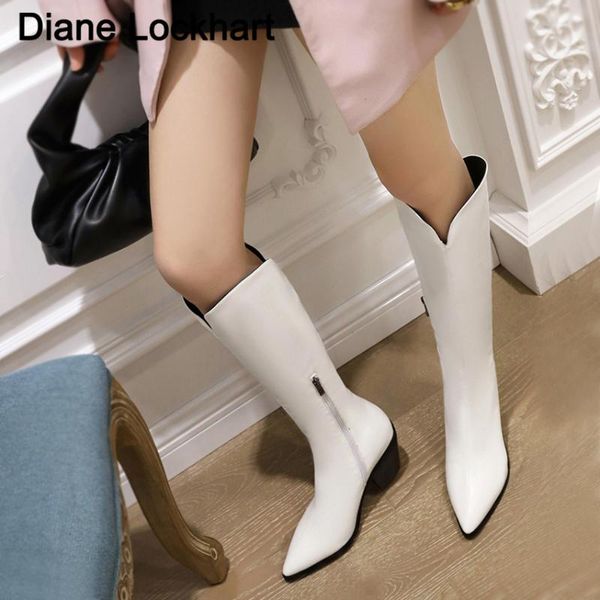 

boots knee high western cowboyblack for women long winter pointed toe cowgirl chunky wedges, Black