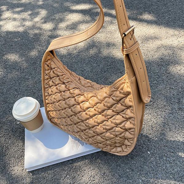 

evening bags small pu leather pleated shoulder for women winter wide strap underarm bag designer handbags and purses totes