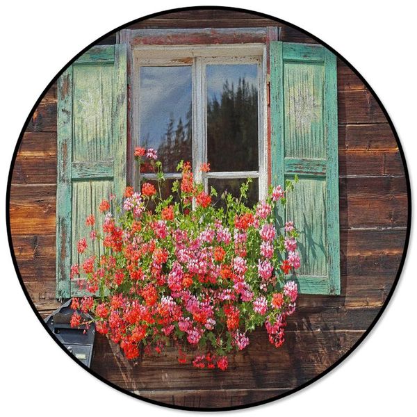 

carpets flowers windows wooden house retro pattern round children area rug floor mat living room bedroom carpet coffee table