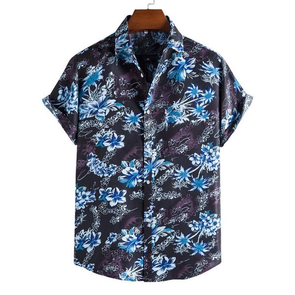 

men's casual shirts hawaiian aloha shirt men summer short sleeve quick dry beach wear floral button down vacation clothing chemise homm, White;black