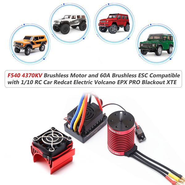 

f540 brushless motor 3000kv-4370kv rc crawler motor and 60a brushless esc electric speed controller t plug for 1/10 rc car