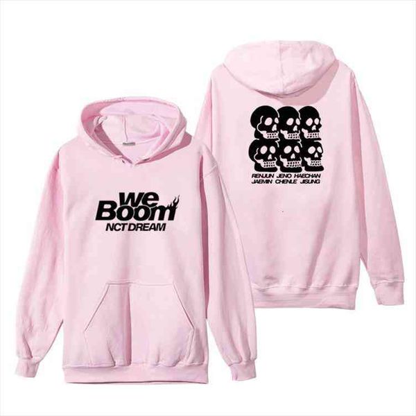 

fadun nct dream kpop women hoodie we boom album printed men casual clothes kpops streetwear hooded, Black