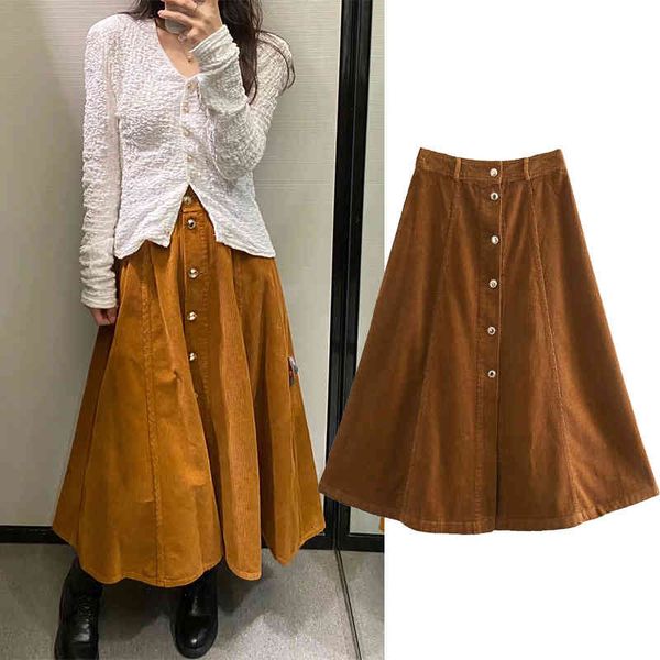 

casual dresses za women corduroy breasted skirt front metal snap button s female elegant solid color long cbd3, Black;gray