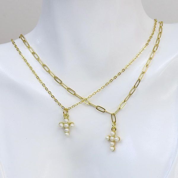 

pendant necklaces 10 pcs pearls necklace gold color chain eyes elegant 8544, Silver
