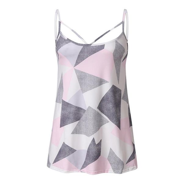 

women's tanks & camis female camisole v neck backless women girls summer geometric print sleeveless shirts drop ship, White