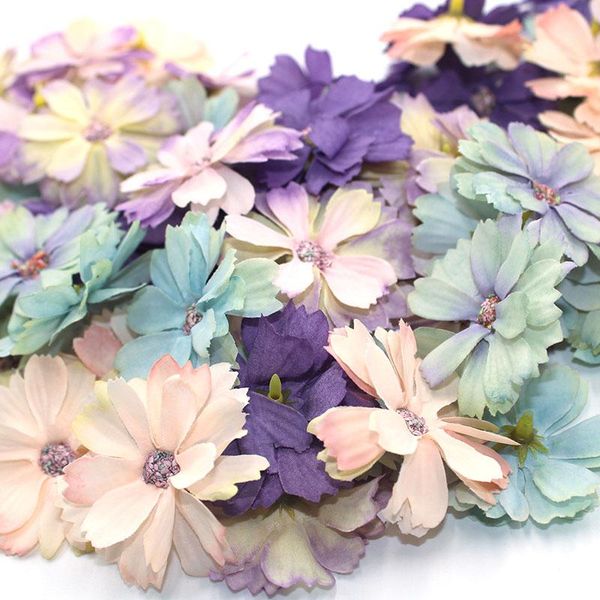 

decorative flowers & wreaths 50 pieces of 4.5 cm daisy flower head mini silk artificial decoration home wedding diy wreath headdress fa