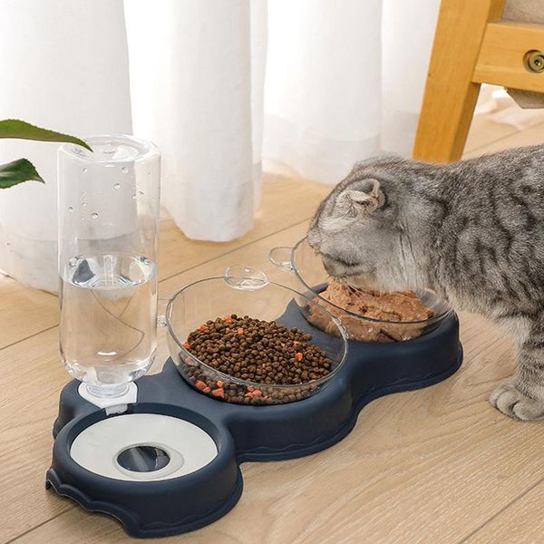 

cat bowls & feeders pet bowl automatic water storage food dispenser dog container with feeder double 15 degree tilt