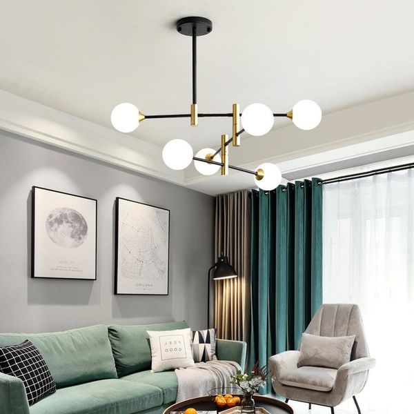 

pendant lamps nordic led chandelier modern line creative molecular glass ball hanging lamp living room bedroom magic beans hang light fixtur