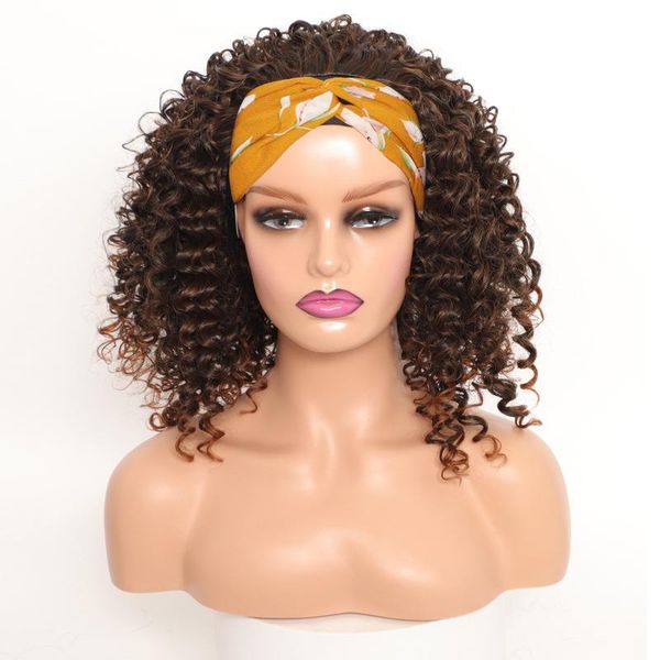 

headband wig afro kinky curly wigs for women short synthetic black natural