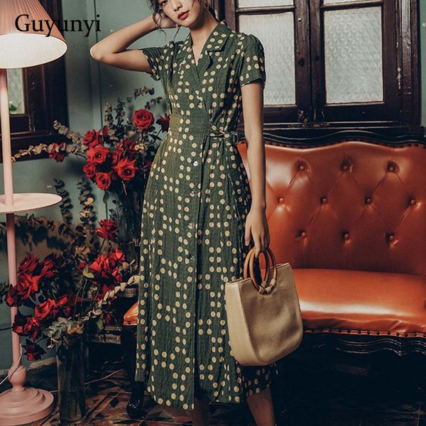 

leisurely vacation dot bohemian dress 2021 summer chiffon dress small notched neck wrap maxi dress women, Black;gray