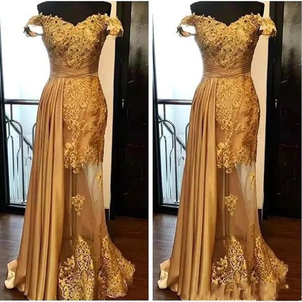 

party dresses gold lace mermaid evening 2021 vestidos de fiesta noche off the shoulder abendkleider formal women occasion dress, White;black