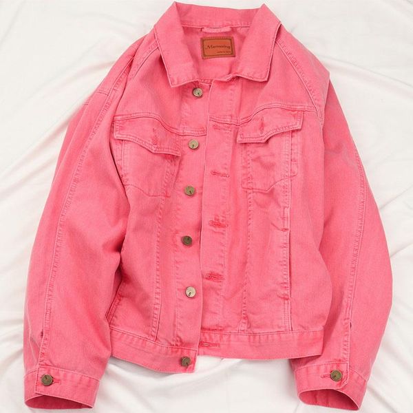 

women's jackets candy colors loose batwing sleeves harajuku denim jacket korean plus size chaqueta mujer casual autumn jeans, Black;brown