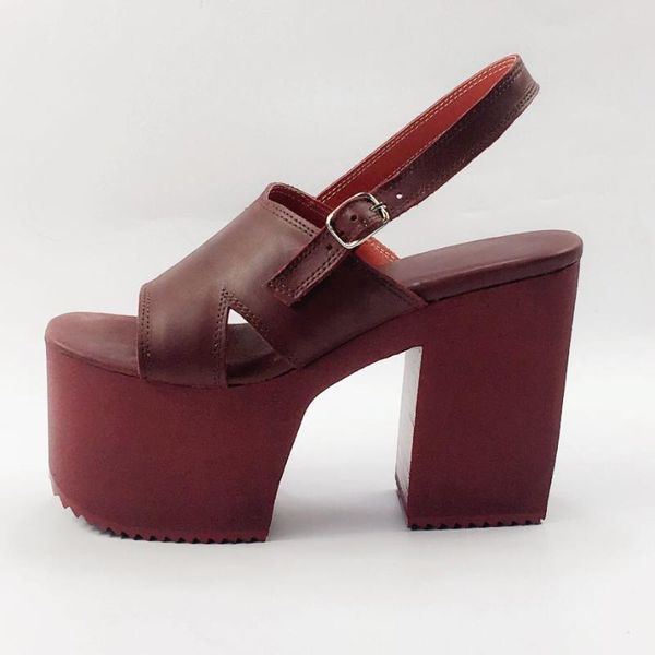 

fashion women genuine leather wine wedge platform summer lolita sandals cosplay shoes custom tailor available, Black