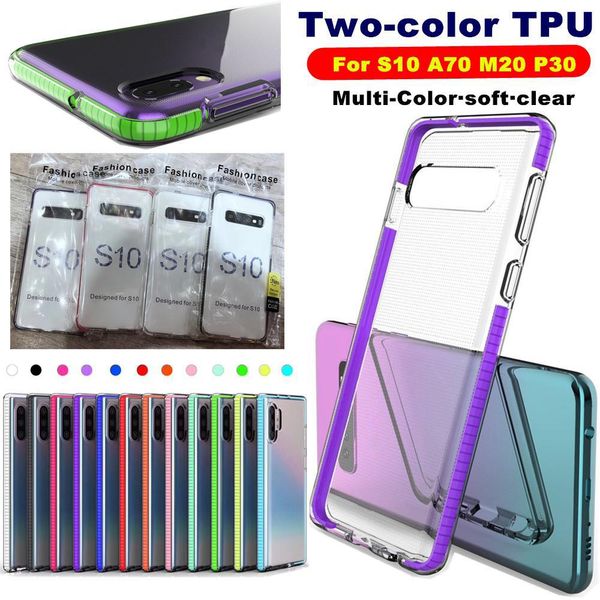 

tpu case colorful side soft clear back cover samsung note 10 plus a70 a20e j4 plus iphone xs max xr 7 8 full protection cover