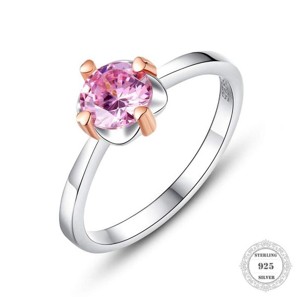 

cluster rings band ring pink stone,brand style glam fashion good jewelry for women 2021 gift in 925 sterling silver, Golden;silver