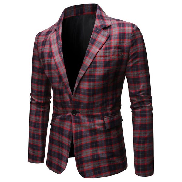 

men's suits & blazers mens nice autumn and springleisure suit checked, White;black