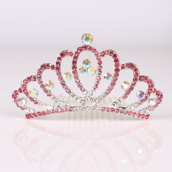 

hair clips & barrettes inlay children large comb tiara crown zinc alloy rhinestone headdress accessories lxh, Golden;silver