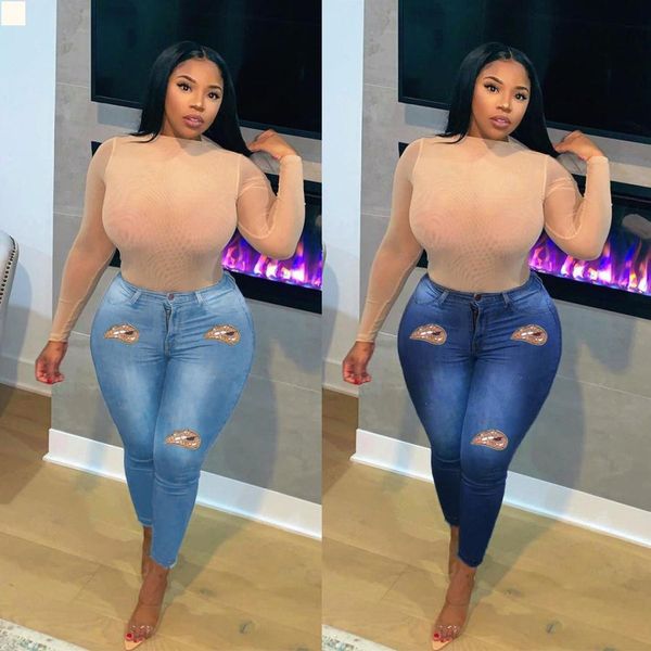 

fashion pants black women designer jeans femme indie leggings ripped denim trousers plus size womans clothes womens high waisted woman stree, Blue