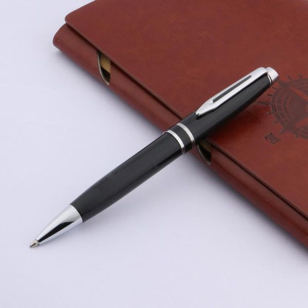 

luxury student 181 ball point pen black silver trim classic metal ballpoint stationery office school supplies writing gift pens, Blue;orange