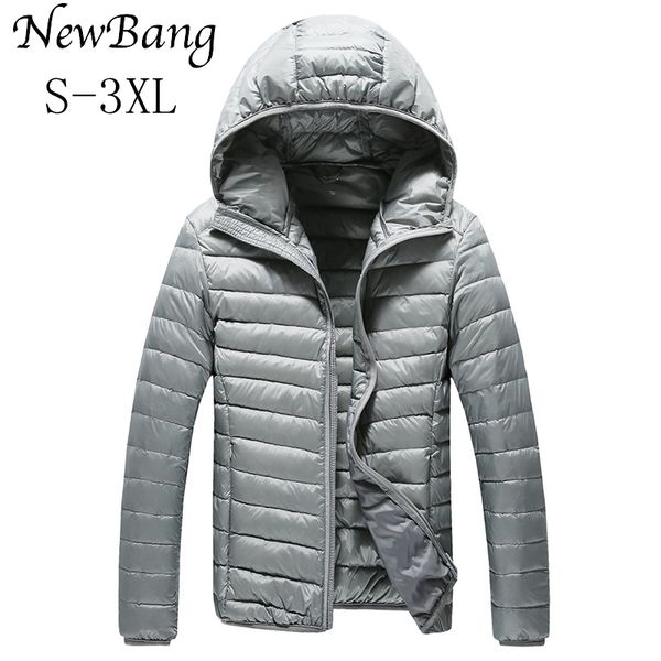 

newbang brand men's down jacket ultra light men warm s hooded lightweight coat feather puffer parka windproof, Black