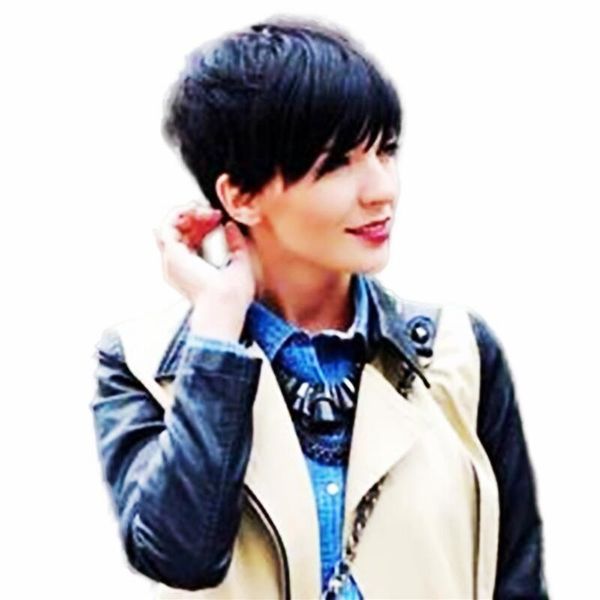 

short black women non lace front wig brazilian human hair natural color full machine wigs, Black;brown