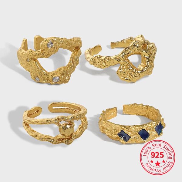 

cluster rings steampunk gothic adjustable irregular personalized 2021 fashion accessories various 925 sterling silver ring gifts for women, Golden;silver