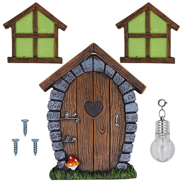 

fairy gnome home miniature windows and doors with cat lights are suitable for tree decoration garden novelty items