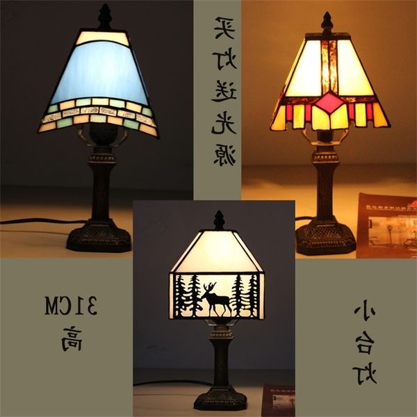 

tiffany spain elegant warm bedroom cafe bar art glass square table lamp