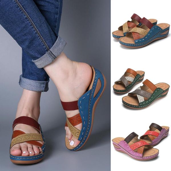 

slippers muqgew summer women open toe fashion leisure beach walk ladies sewing soft outdoor vacation casual sandals shoes, Black