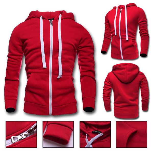 

men's hoodies & sweatshirts zogaa 2021 hoodie fashion casual sports long sleeve zipper jacket pure color loose warm streetwear pockets, Black